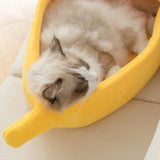 Portable Banana Cat Bed House | Soft Fleece Cat Mat Bed